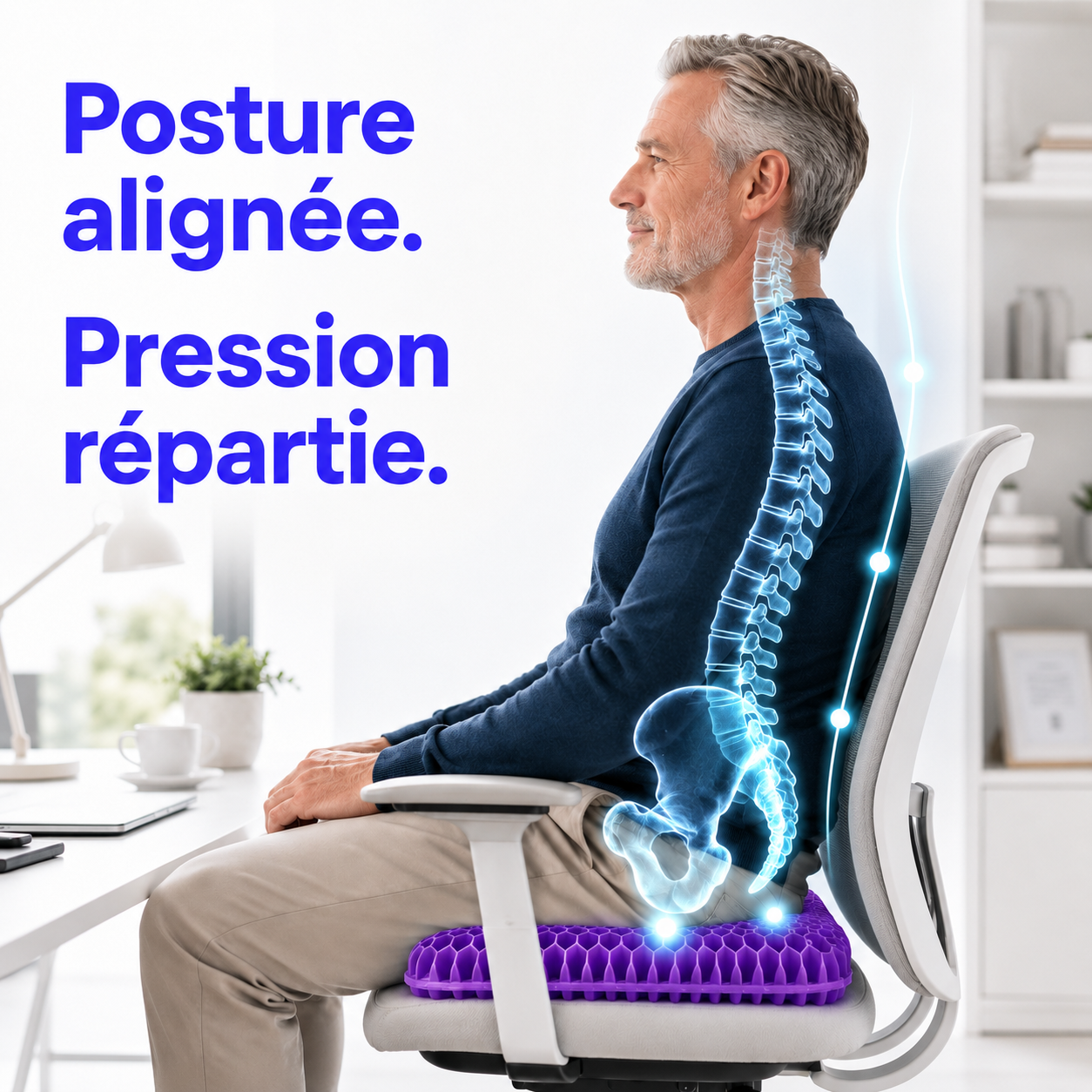Coussin d'Assise en Gel Alvéolé HexaFlow™
